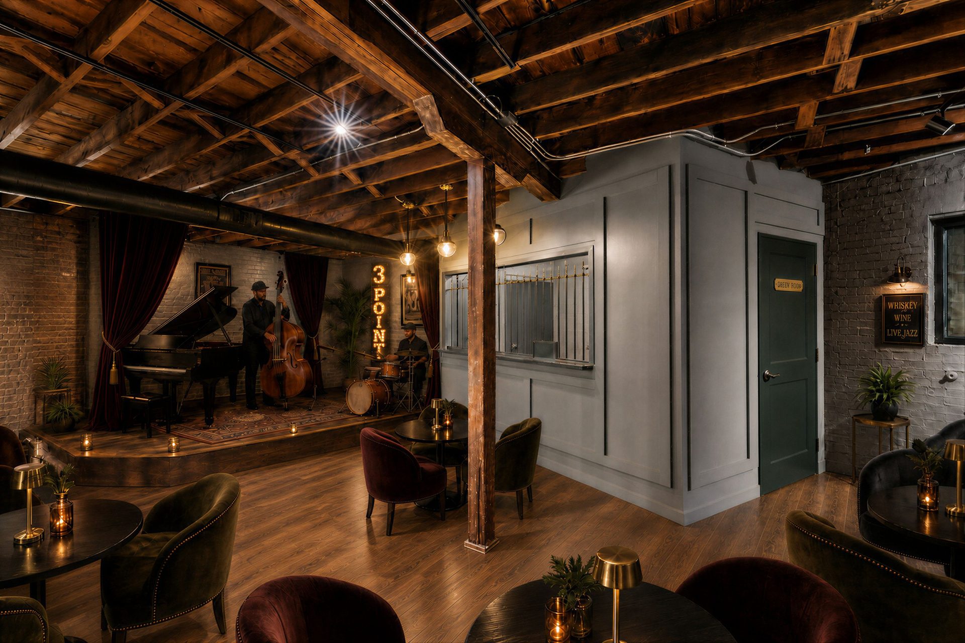 The Jazz Stage at 3 Point, a live jazz club in Fort Worth, Texas